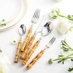 Bamboo Cutlery Set Portable Utensil Flatware Travel Silverware Kit