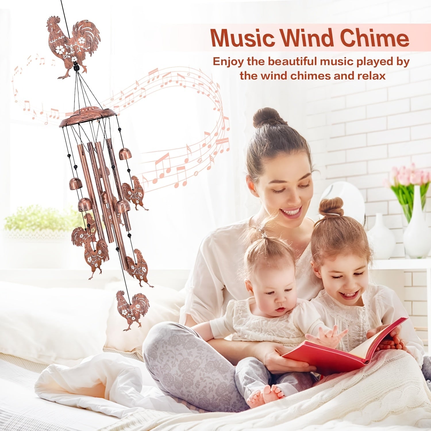 Chicken Shaped Wind Chime Outdoor Indoor Garden Decoration 34 Inch