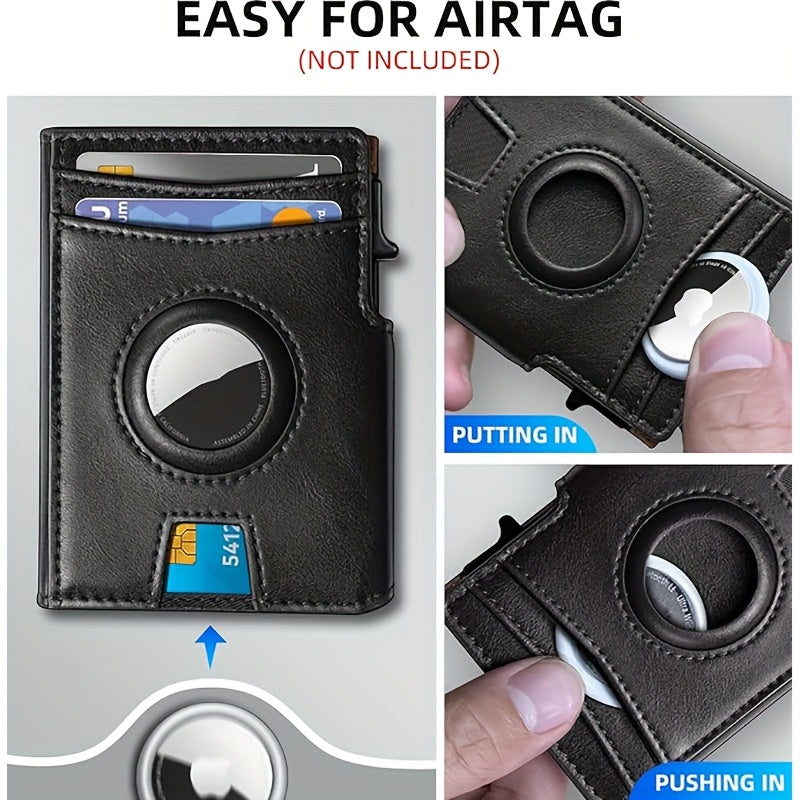 Metal RFID Wallet with Pop-Up Mechanism and Airtag Slot Wallet