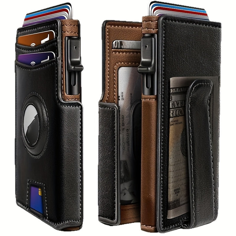 Metal RFID Wallet with Pop-Up Mechanism and Airtag Slot Wallet