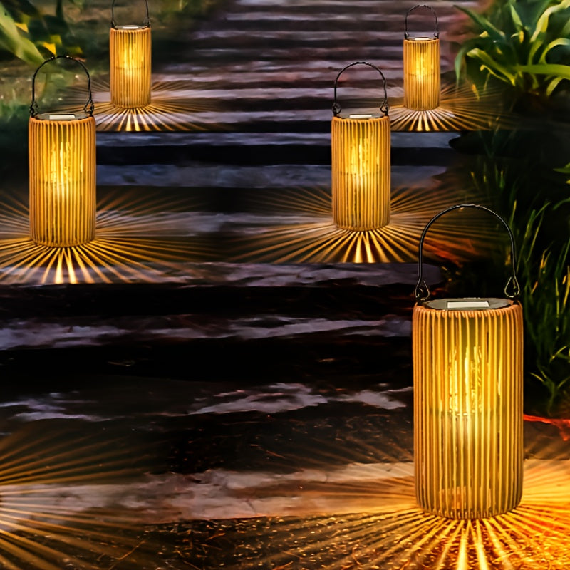 Solar Hanging Lantern Set Outdoor Waterproof LED with Automatic Switch