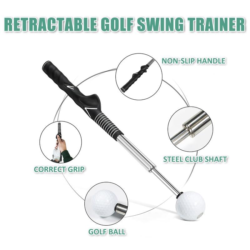 Golf Swing Trainer with Grip Alignment Stick Practice Aid