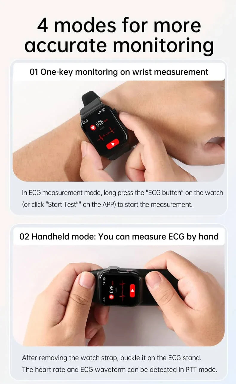 Smartwatch Circular Health Monitor with ECG and Blood Glucose Tracker
