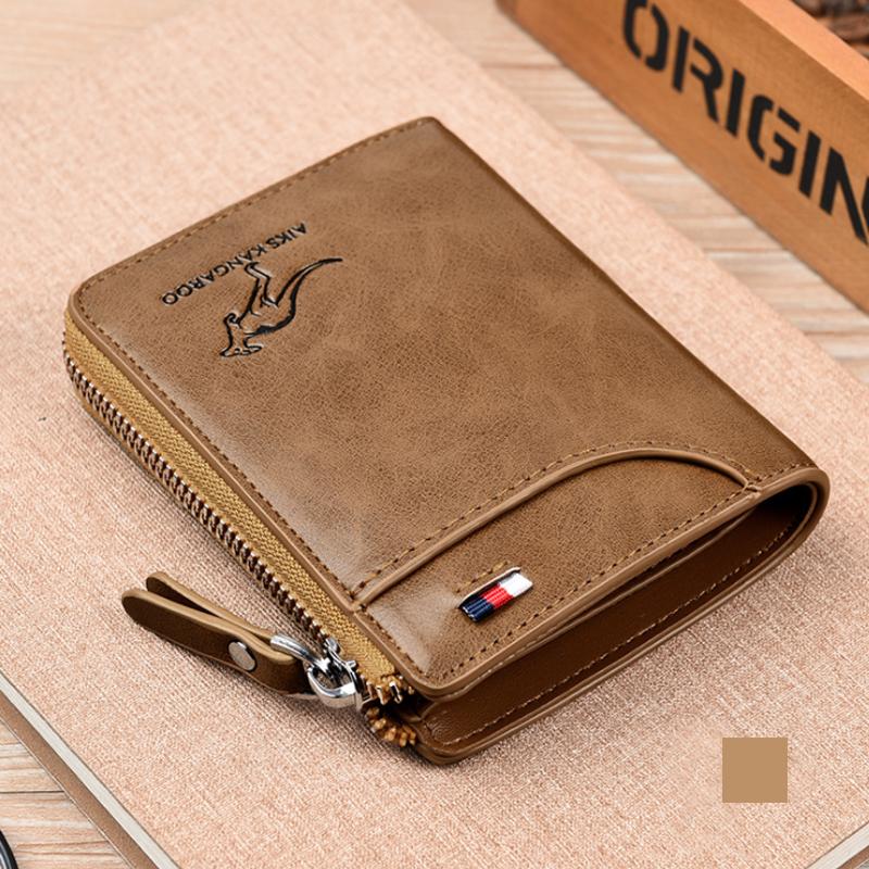 Men's Zipper Wallet Genuine Leather RFID Blocking Wallet