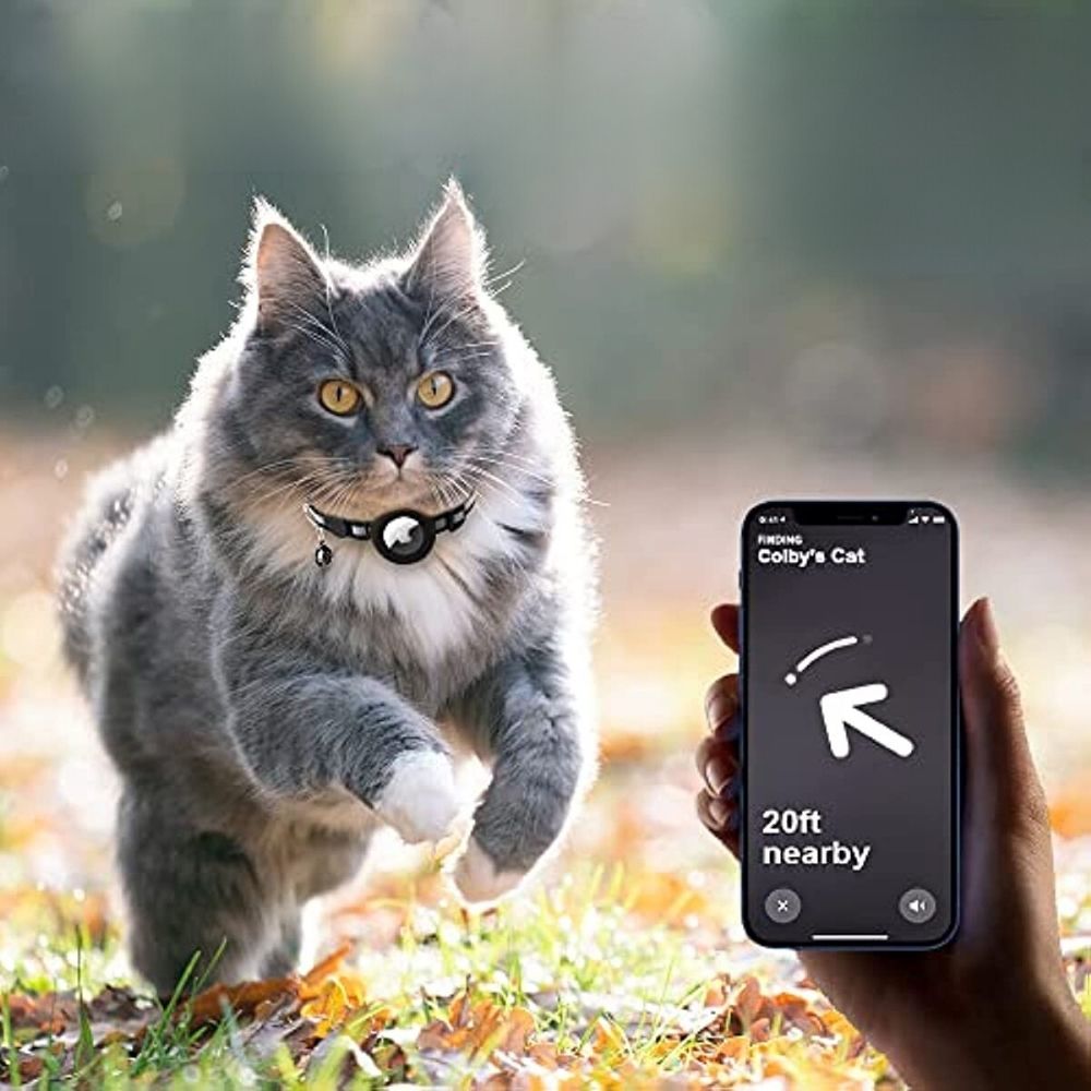 Cat Collar Adjustable Reflective with GPS Tracker Holder Safety Collar
