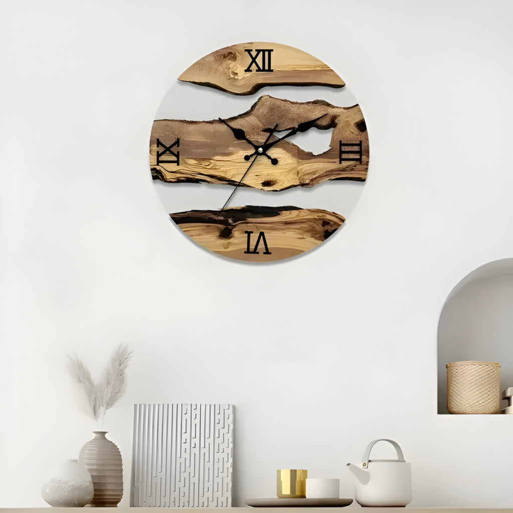Minimalist Wall Clock with Wooden Accents Circular Design
