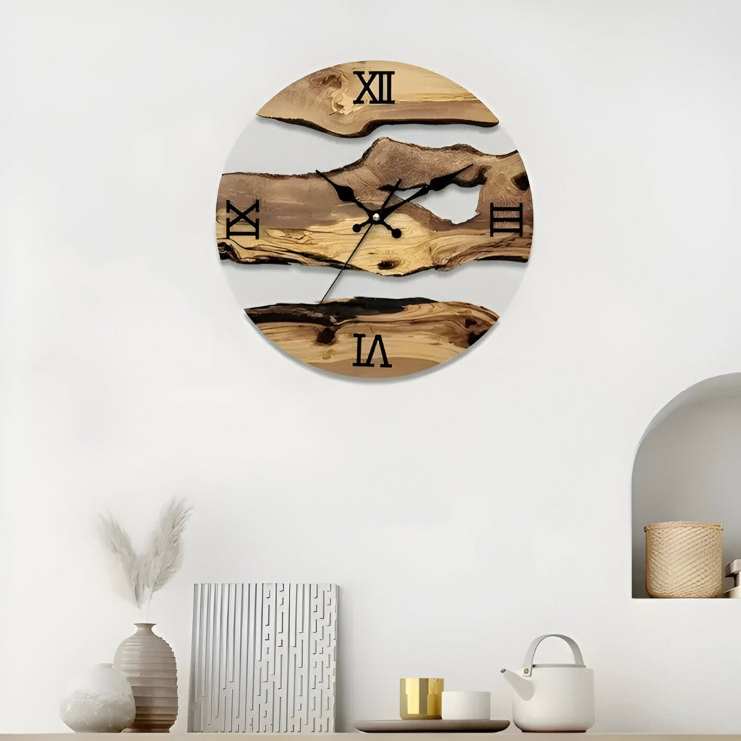 Minimalist Wall Clock with Wooden Accents Circular Design