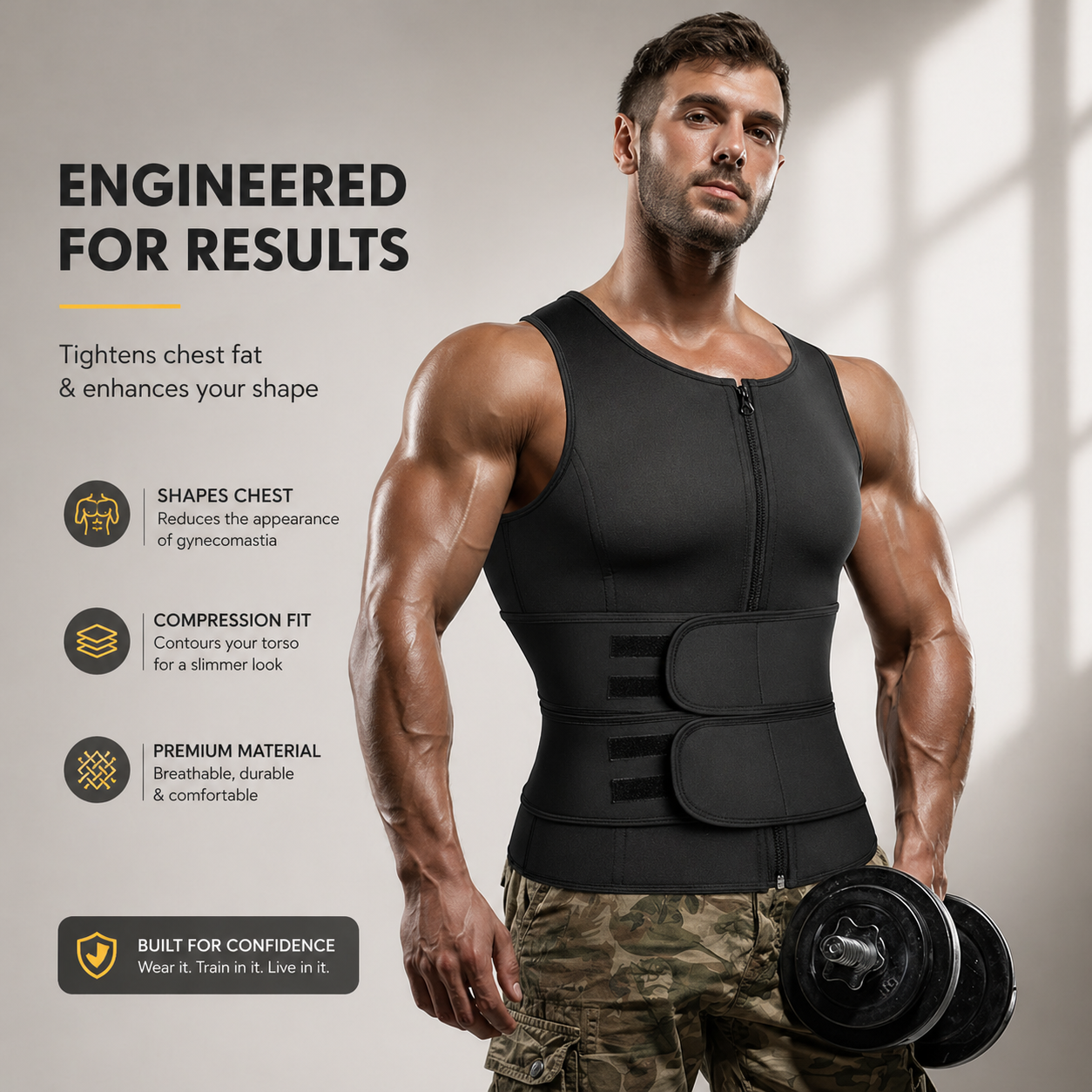 Men's Neoprene Sauna Vest Sweat Slimming Body Shaper Fat Burner