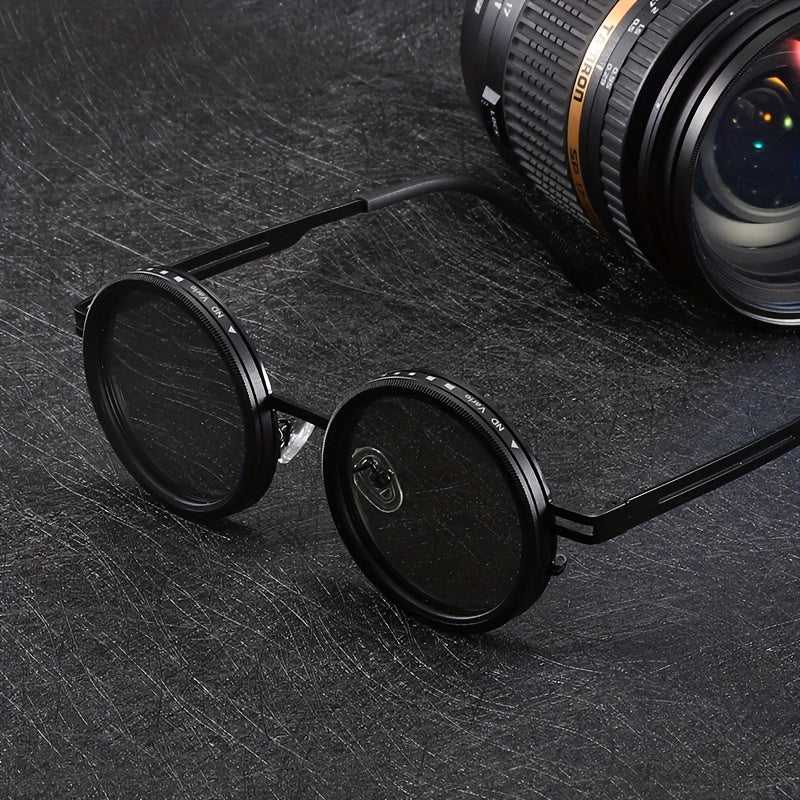 Circular Glasses with Color-Changing Self-Adjusting Lenses