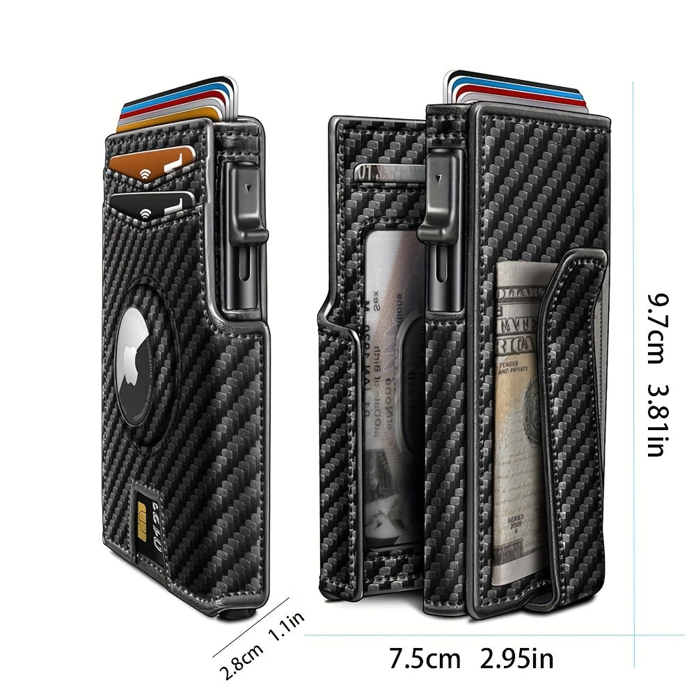 Metal RFID Wallet with Pop-Up Mechanism and Airtag Slot Wallet