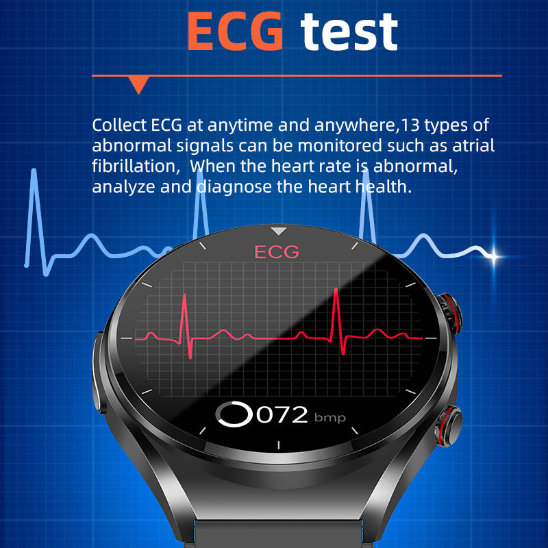 Smartwatch Heart Rate Monitor Blood Pressure ECG HRV Blood Glucose Tracker