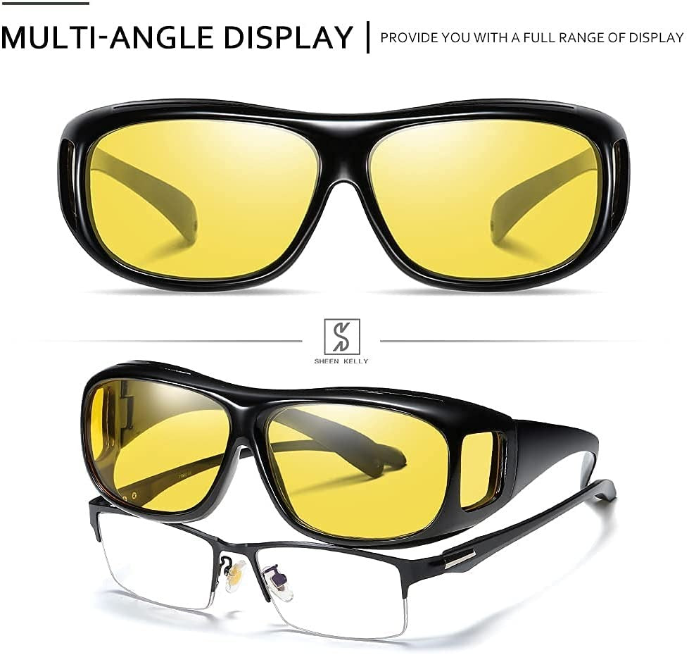 Night Vision Anti Glare Rectangular Glasses