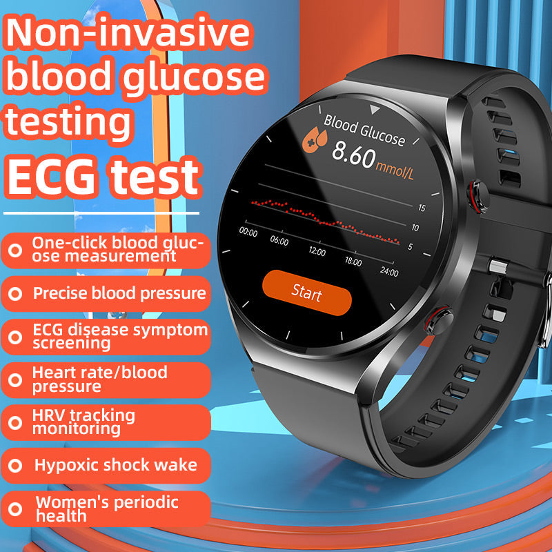 Smartwatch Heart Rate Monitor Blood Pressure ECG HRV Blood Glucose Tracker
