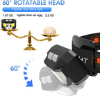 LED Headlamp Flashlight Rechargeable Waterproof Motion Sensor 2 Pack
