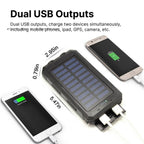 20000mAh Solar Power Bank Portable Waterproof Charger Battery Pack