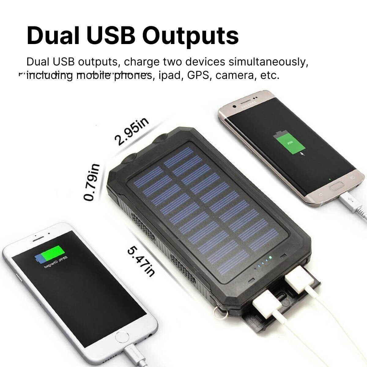 20000mAh Solar Power Bank Portable Waterproof Charger Battery Pack