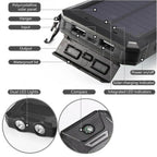 20000mAh Solar Power Bank Portable Waterproof Charger Battery Pack