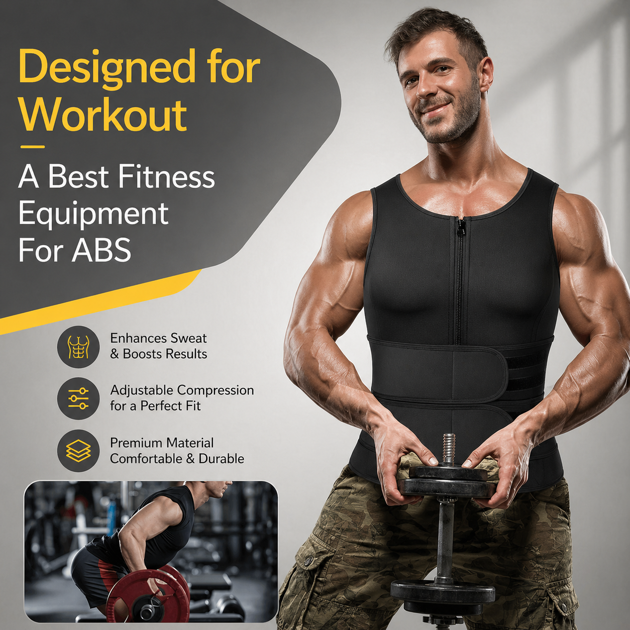 Men's Neoprene Sauna Vest Sweat Slimming Body Shaper Fat Burner
