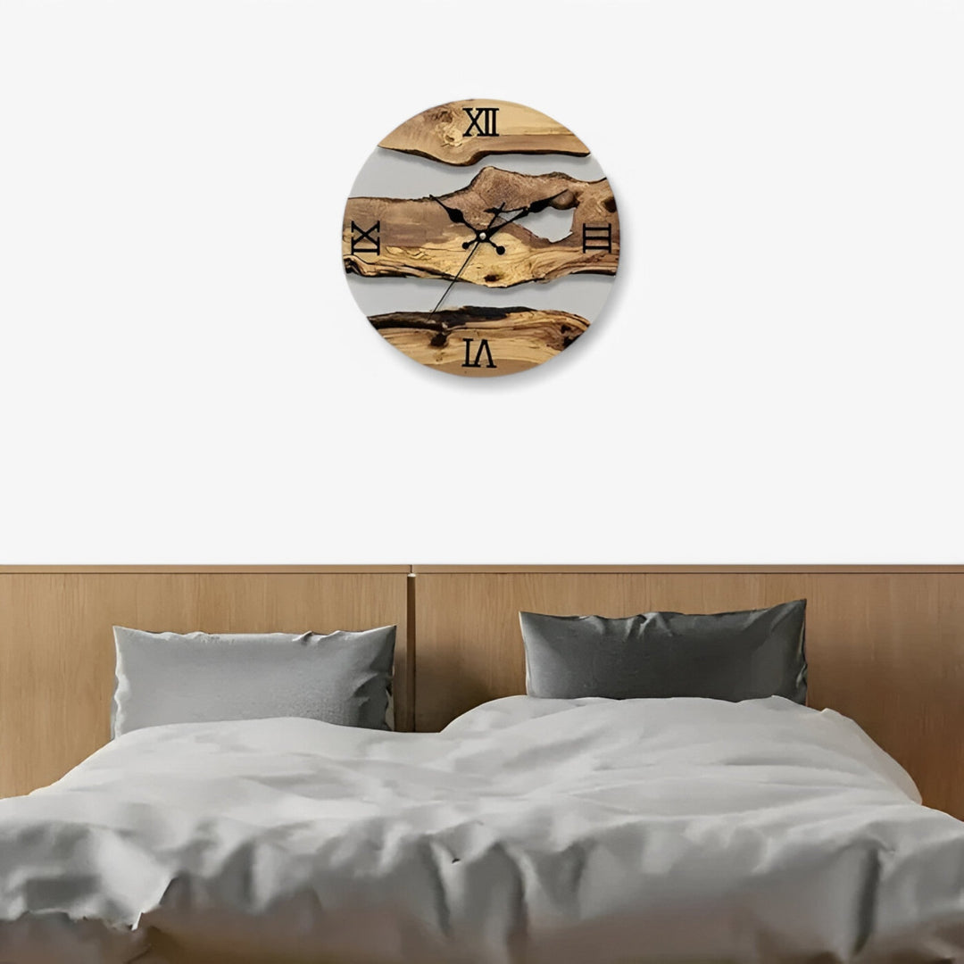 Minimalist Wall Clock with Wooden Accents Circular Design