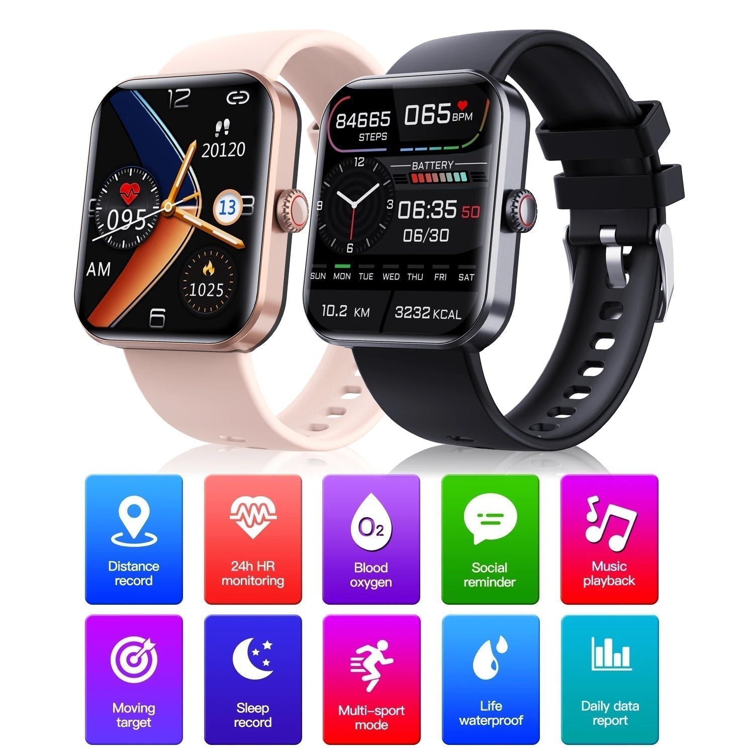 Smartwatch Fitness Tracker Heart Rate Monitor Wristwatch Device