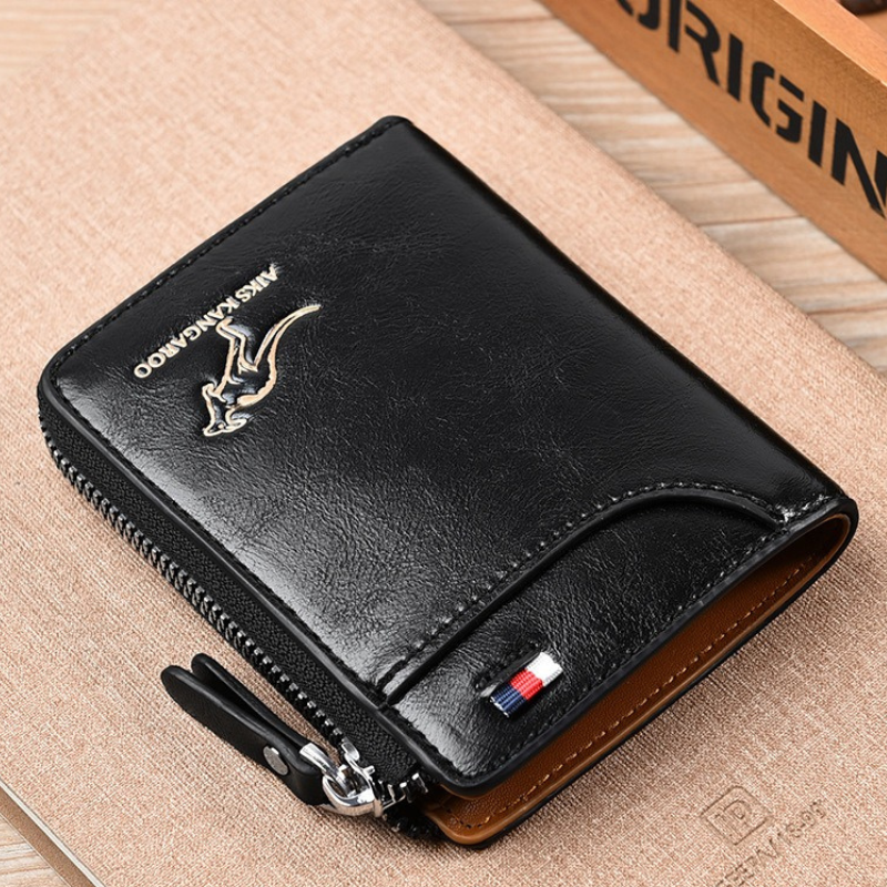 Men's Leather Bifold Wallet RFID Blocking Anti-Theft Wallet