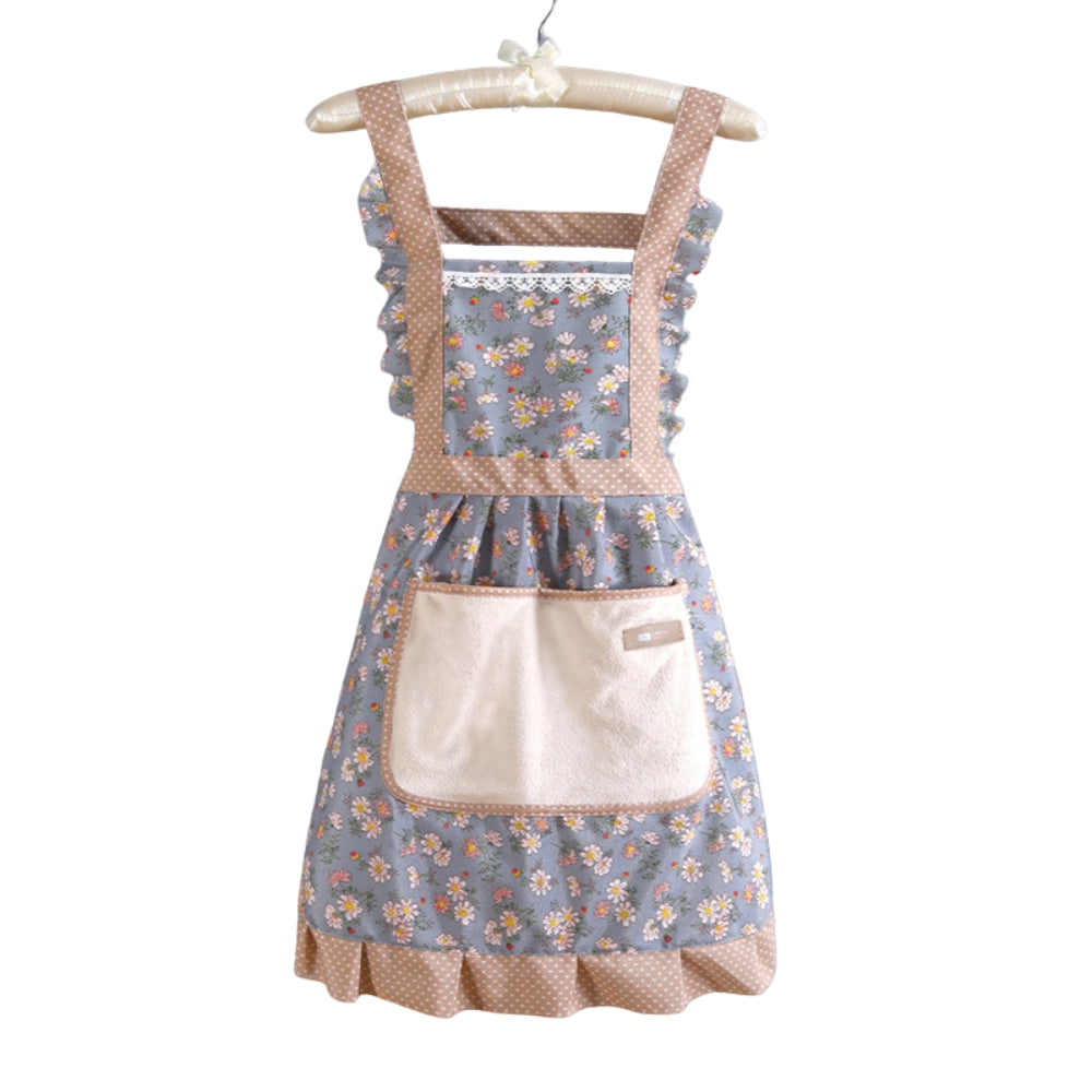 Waterproof Cotton Kitchen Apron with Neck Strap and Waist Ties