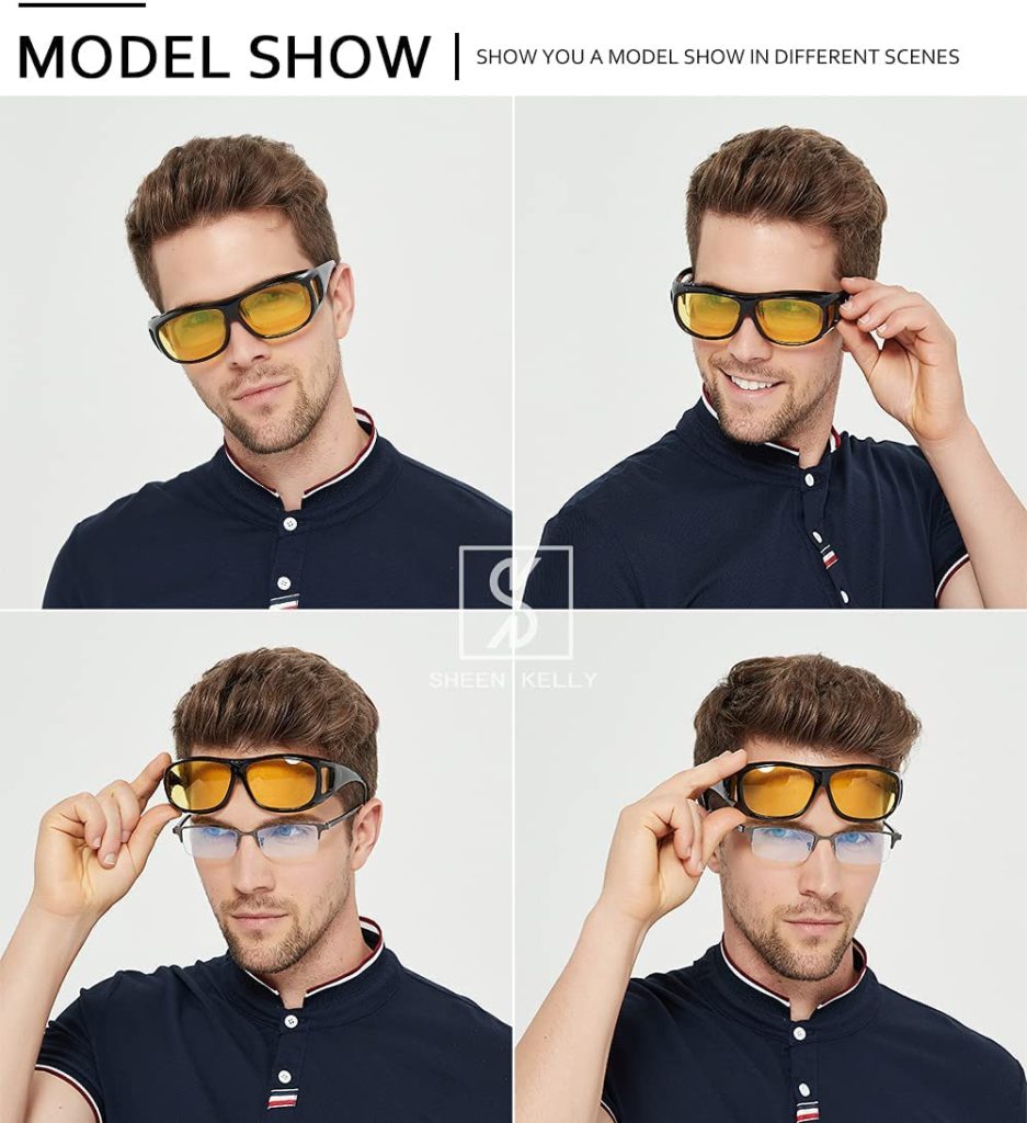 Night Vision Anti Glare Rectangular Glasses