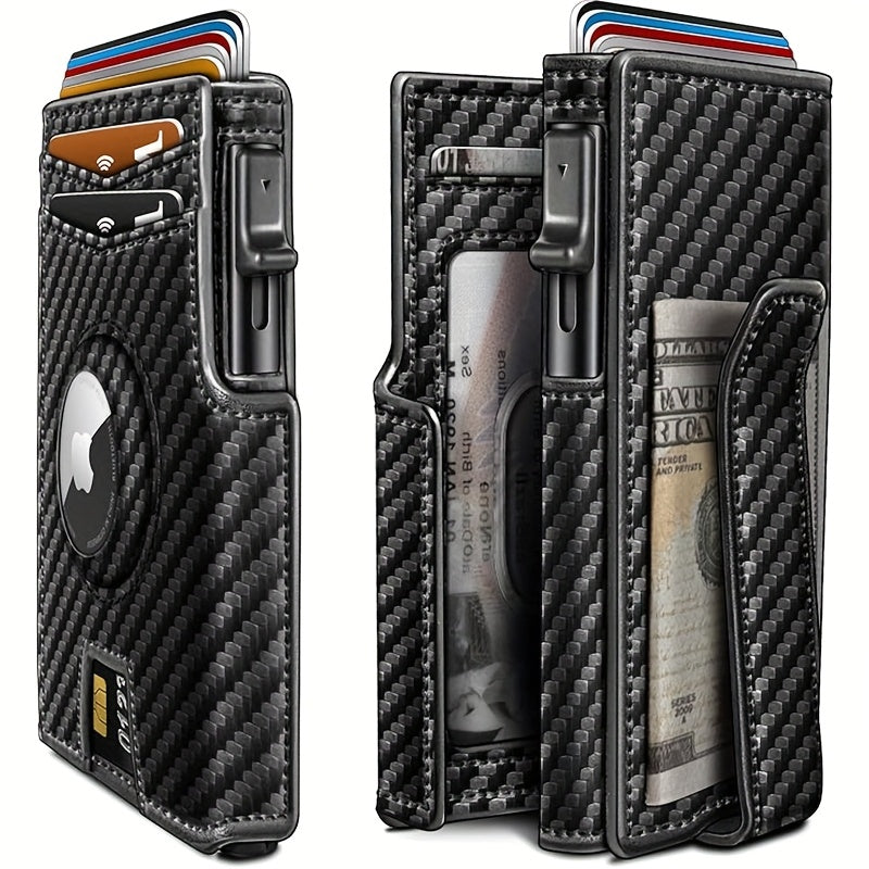 Metal RFID Wallet with Pop-Up Mechanism and Airtag Slot Wallet
