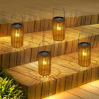 Solar Hanging Lantern Set Outdoor Waterproof LED with Automatic Switch