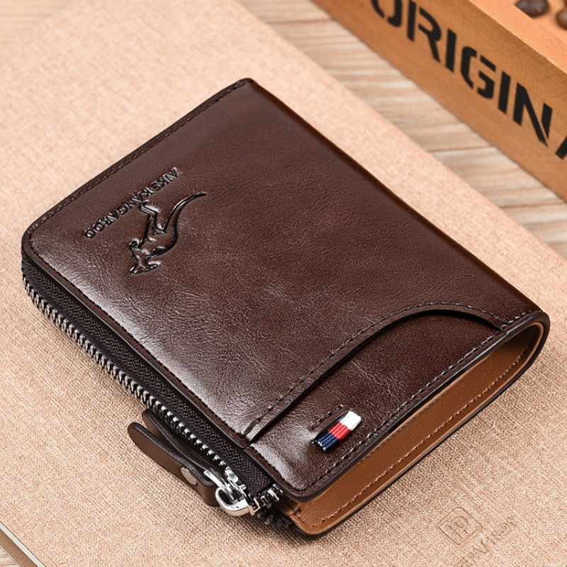 Men's Leather Bifold Wallet RFID Blocking Anti-Theft Wallet