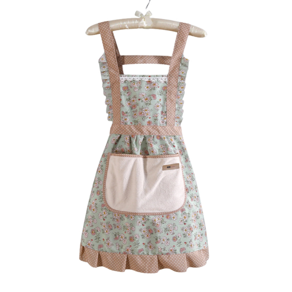 Waterproof Cotton Kitchen Apron with Neck Strap and Waist Ties