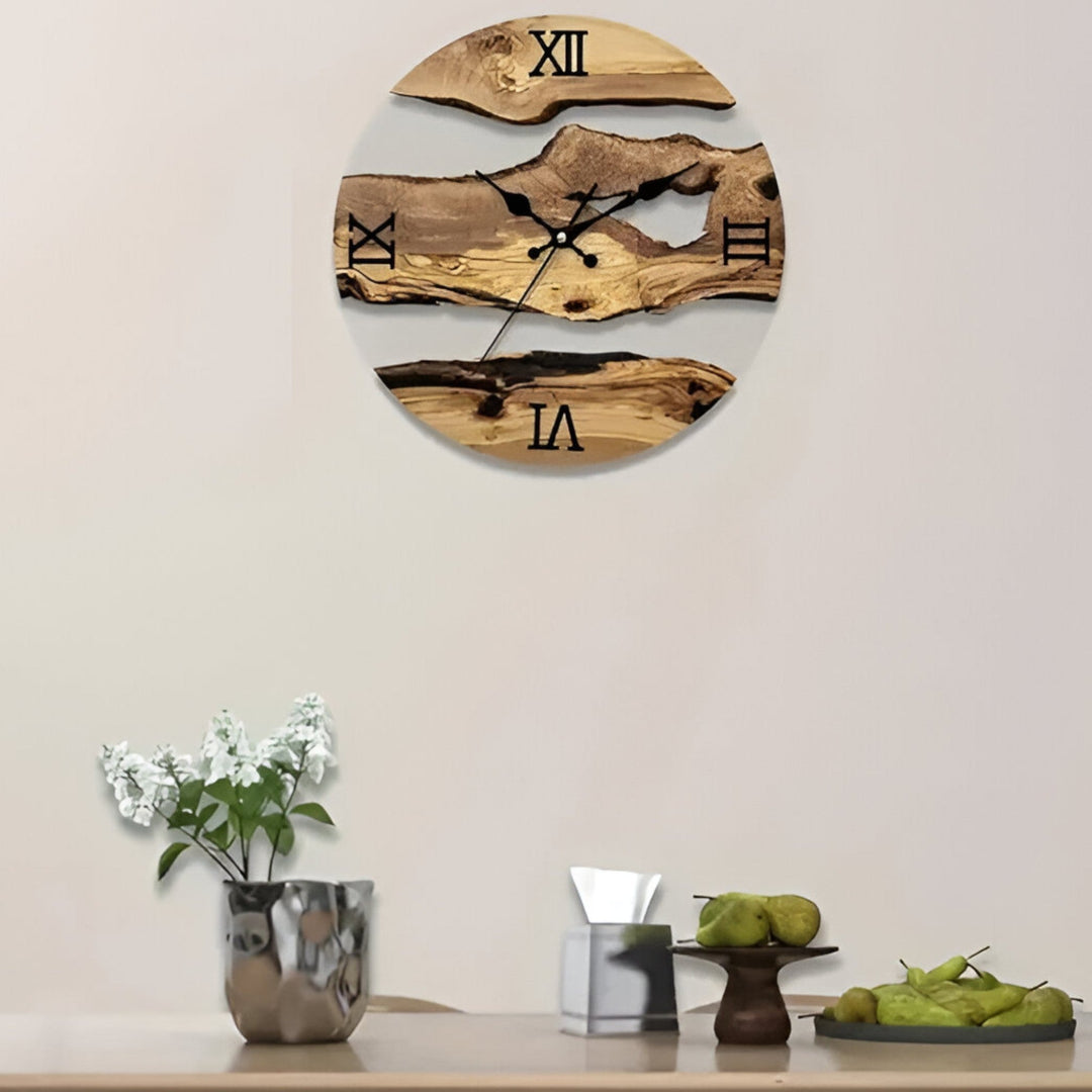 Minimalist Wall Clock with Wooden Accents Circular Design
