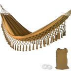 Hammock with Wooden Spreader Bars Hanging Bed Indoor Outdoor