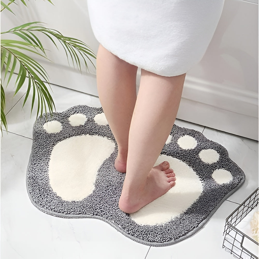 Rectangular Non-Slip Bathroom Floor Rug Paw Print Bath Mat