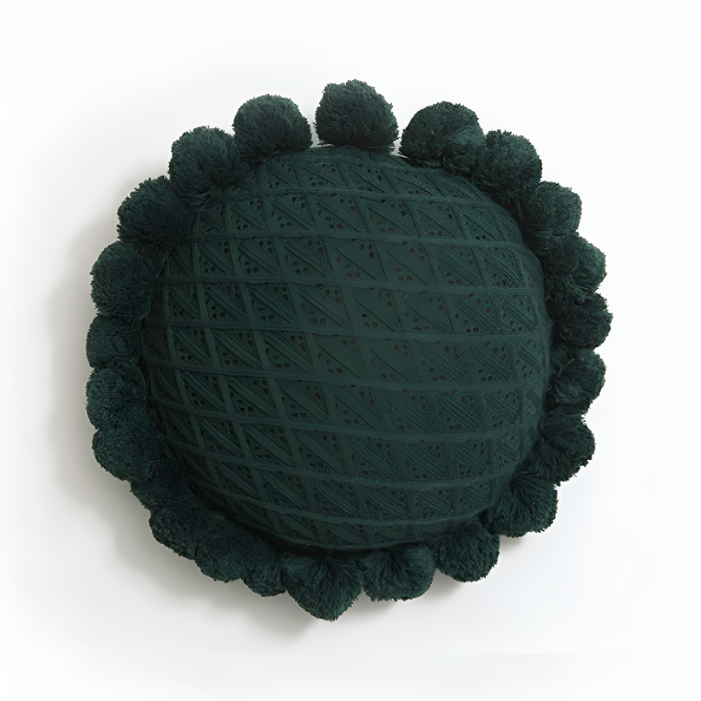 Sunflower Shape Pom Pom Decorative Cushion Pillow