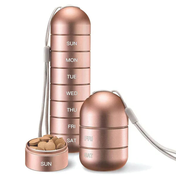 7 Day Aluminum Portable Pill Organizer Medicine Container Box