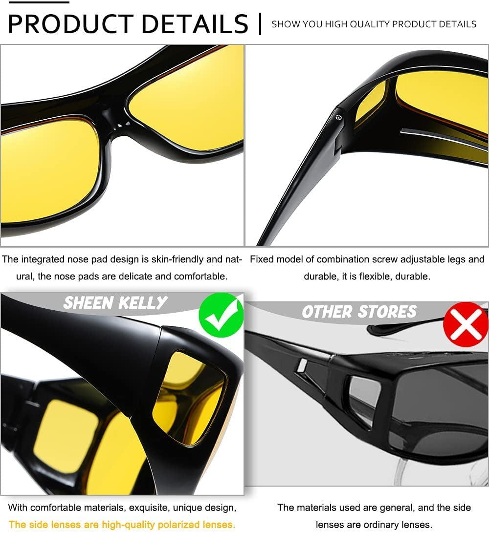 Night Vision Anti Glare Rectangular Glasses