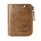 Men's Zipper Wallet Genuine Leather RFID Blocking Wallet