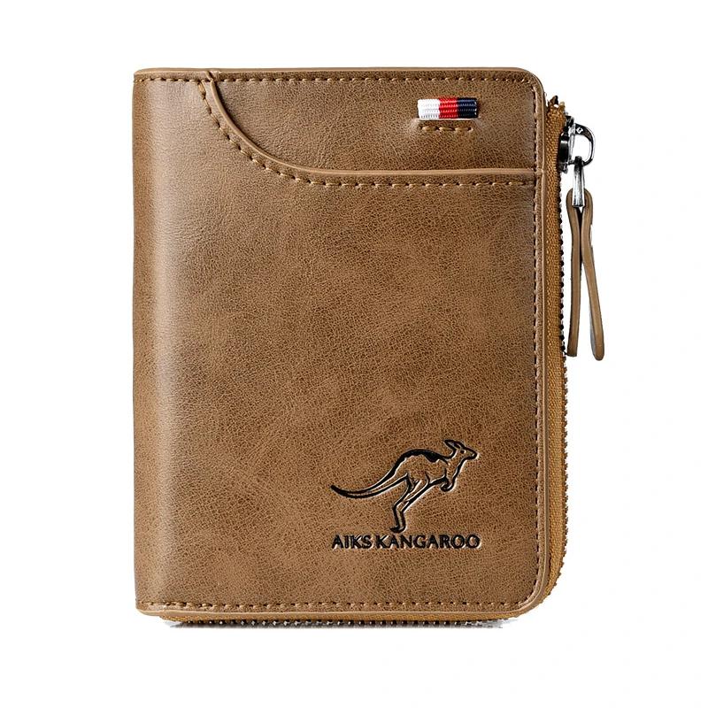 Men's Zipper Wallet Genuine Leather RFID Blocking Wallet