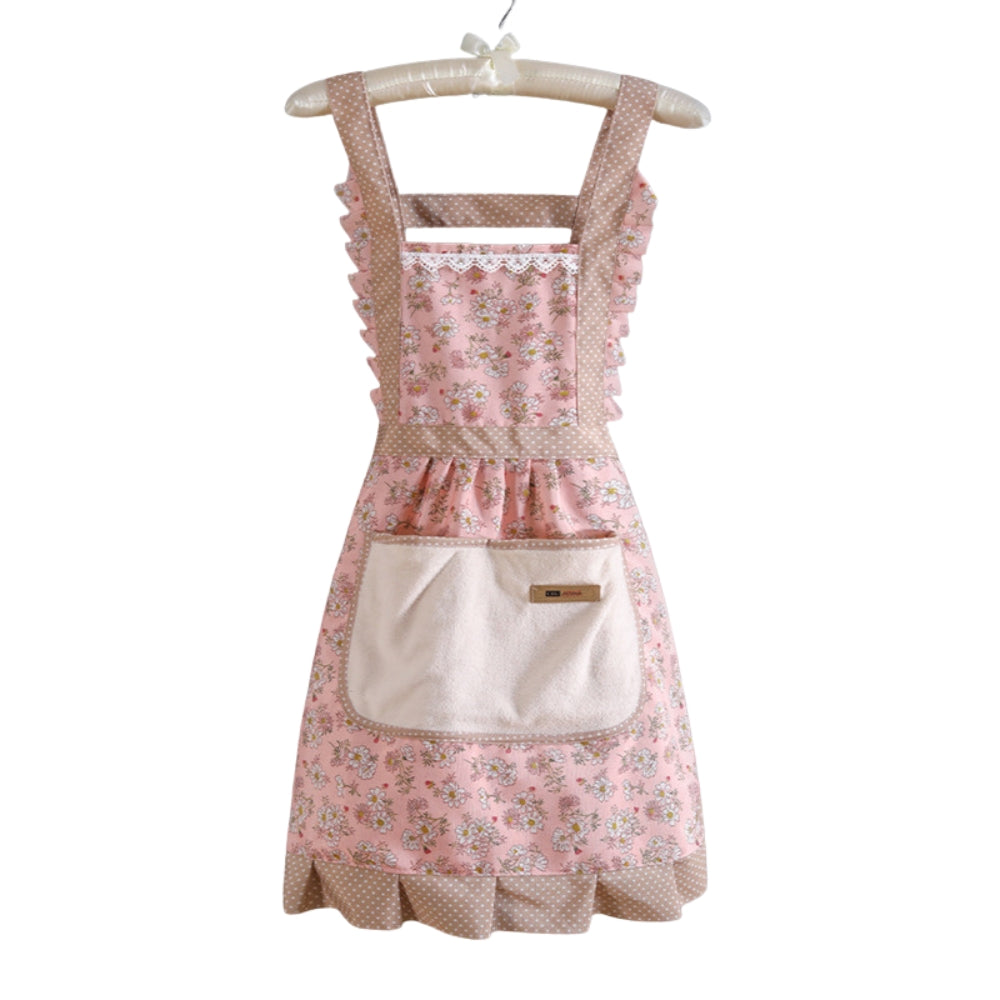 Waterproof Cotton Kitchen Apron with Neck Strap and Waist Ties