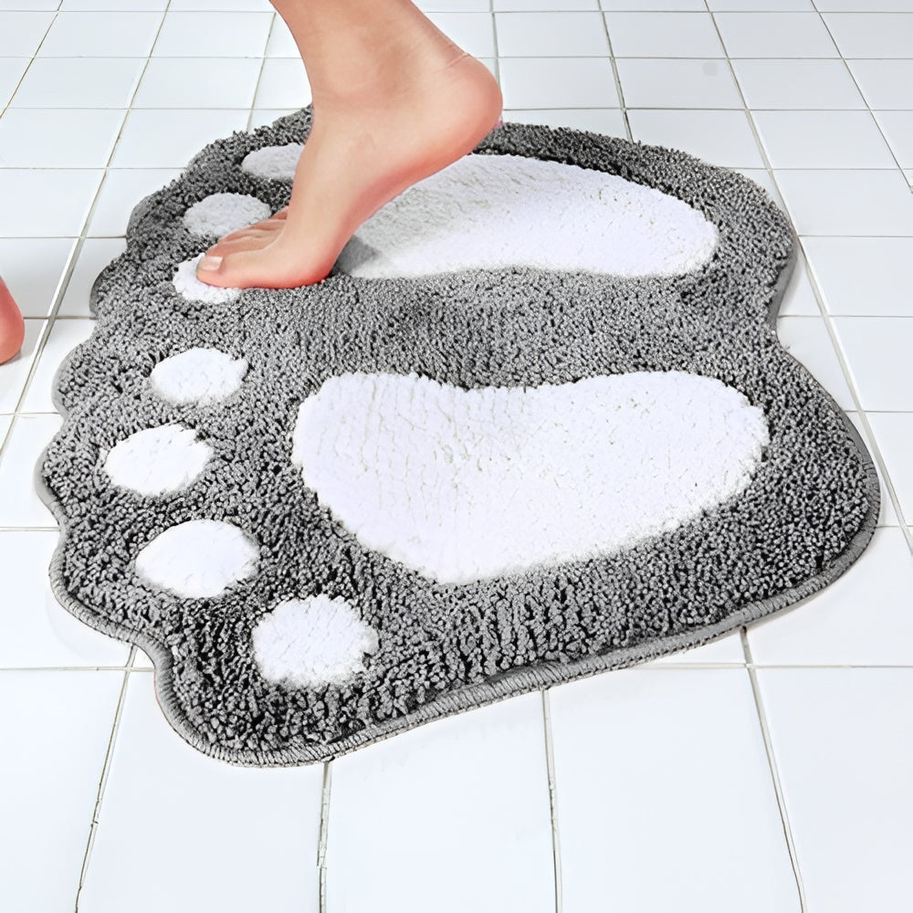 Rectangular Non-Slip Bathroom Floor Rug Paw Print Bath Mat