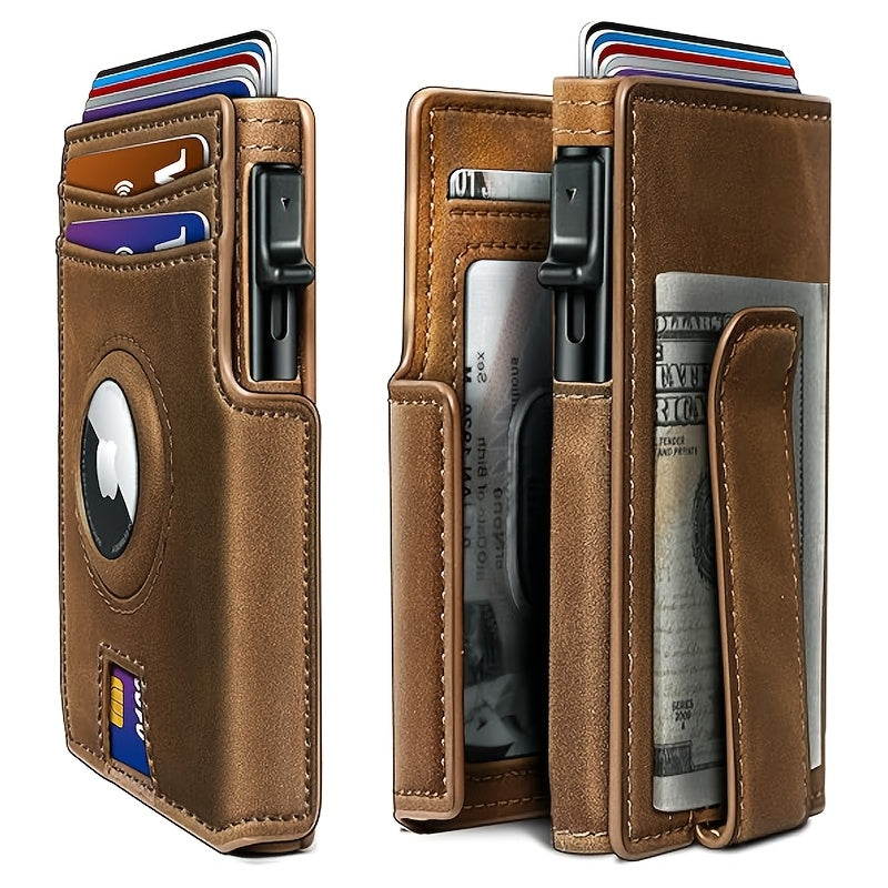 Metal RFID Wallet with Pop-Up Mechanism and Airtag Slot Wallet