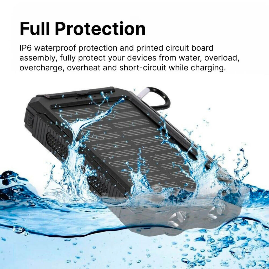 Solar Power Bank Portable Waterproof Phone Charger for Camping