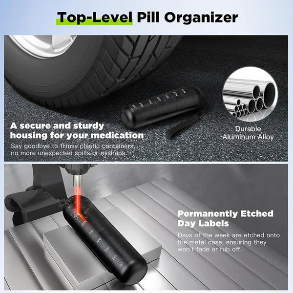 7 Day Aluminum Portable Pill Organizer Medicine Container Box