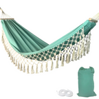 Hammock with Wooden Spreader Bars Hanging Bed Indoor Outdoor