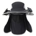 Fishing Hat with Dual Solar Fans USB Charging and Removable Sunshade
