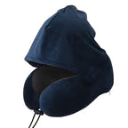 Adjustable U-Shaped Memory Foam Neck Pillow with Hood for Travel