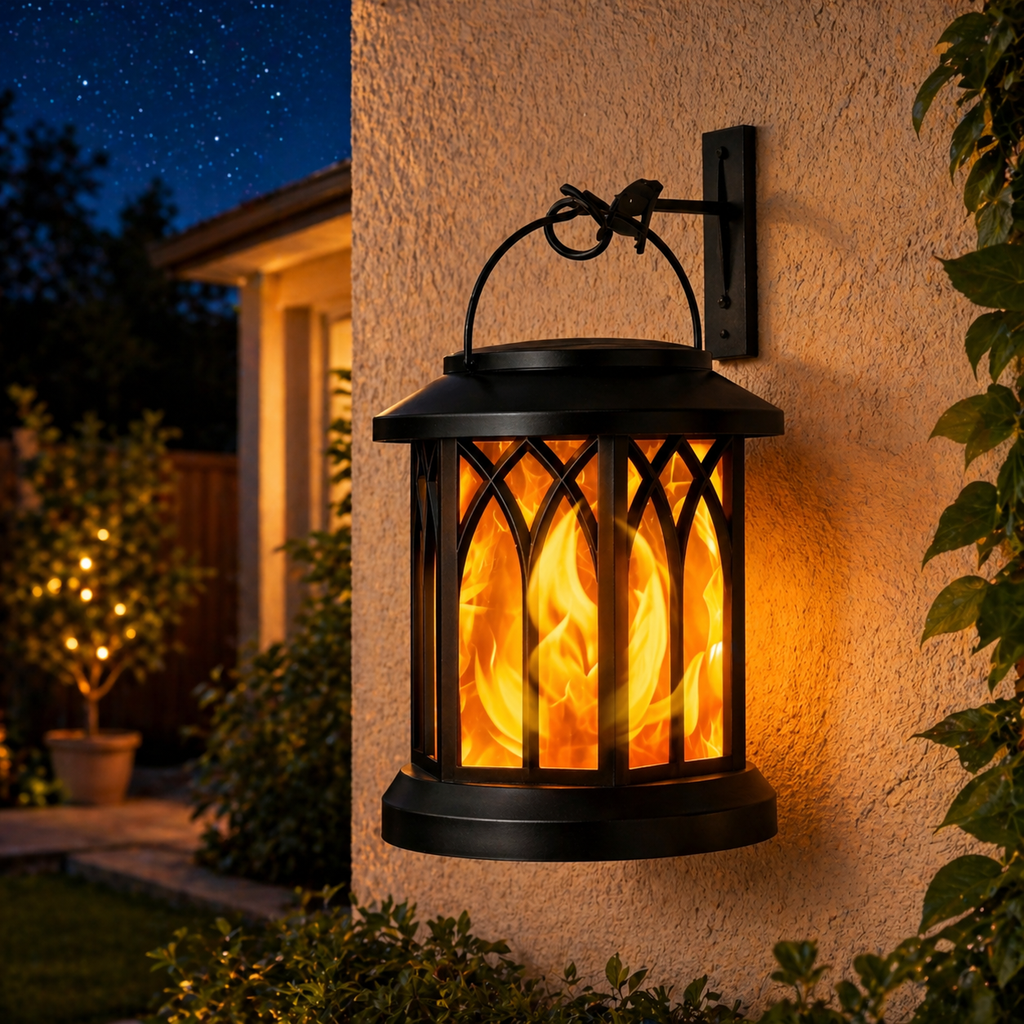 Hanging Outdoor LED Flame Lantern Waterproof Fire Effect Light