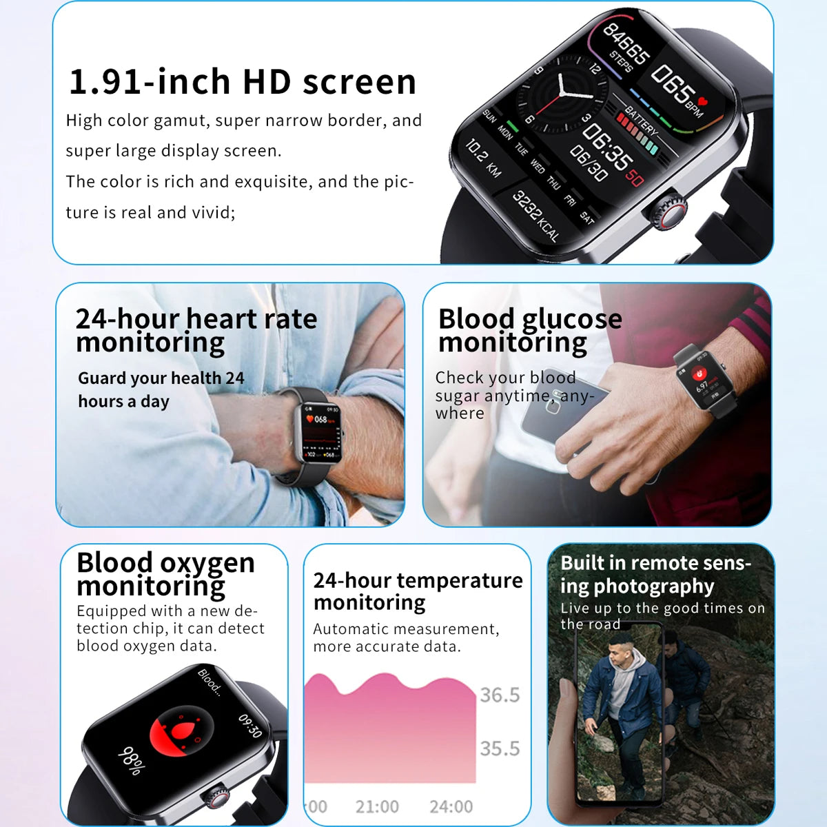 Smartwatch Fitness Tracker Heart Rate Monitor Wristwatch Device