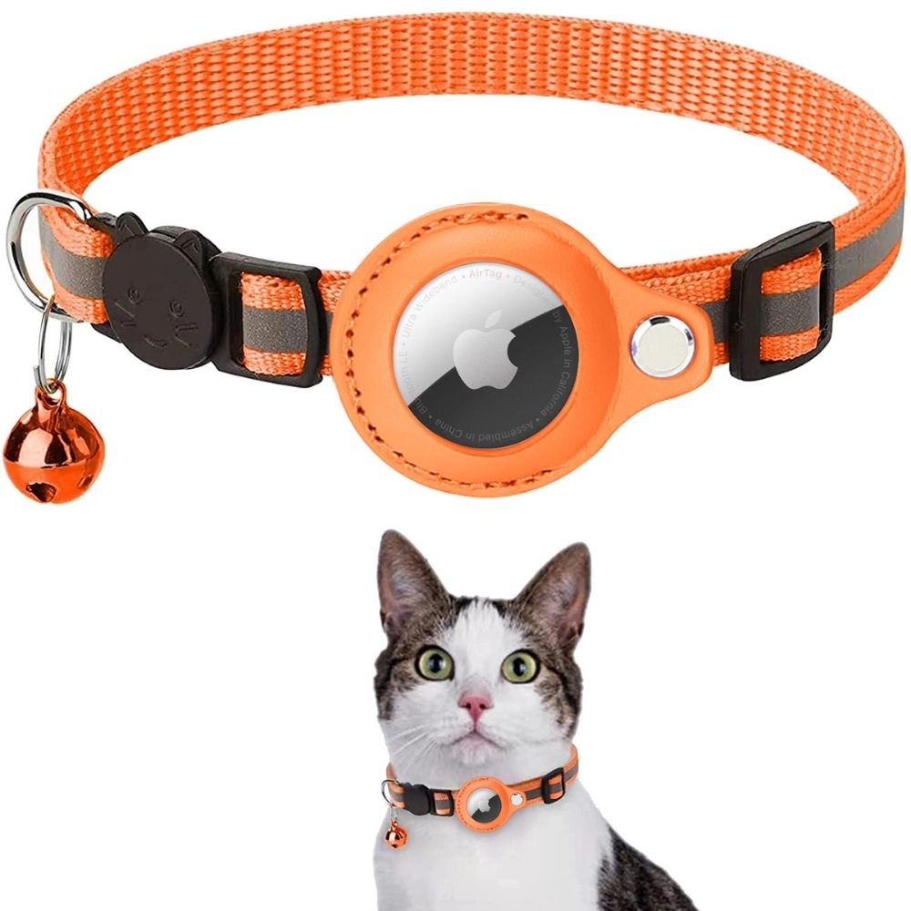 Cat Collar Adjustable Reflective with GPS Tracker Holder Safety Collar